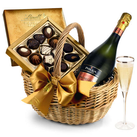 Wine & Chocolates Gift Basket With Prosecco